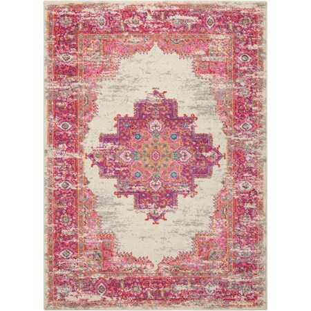 Palacedesigns 4 x 6 ft. Ivory & Fuchsia Distressed Area Rug PA3659410